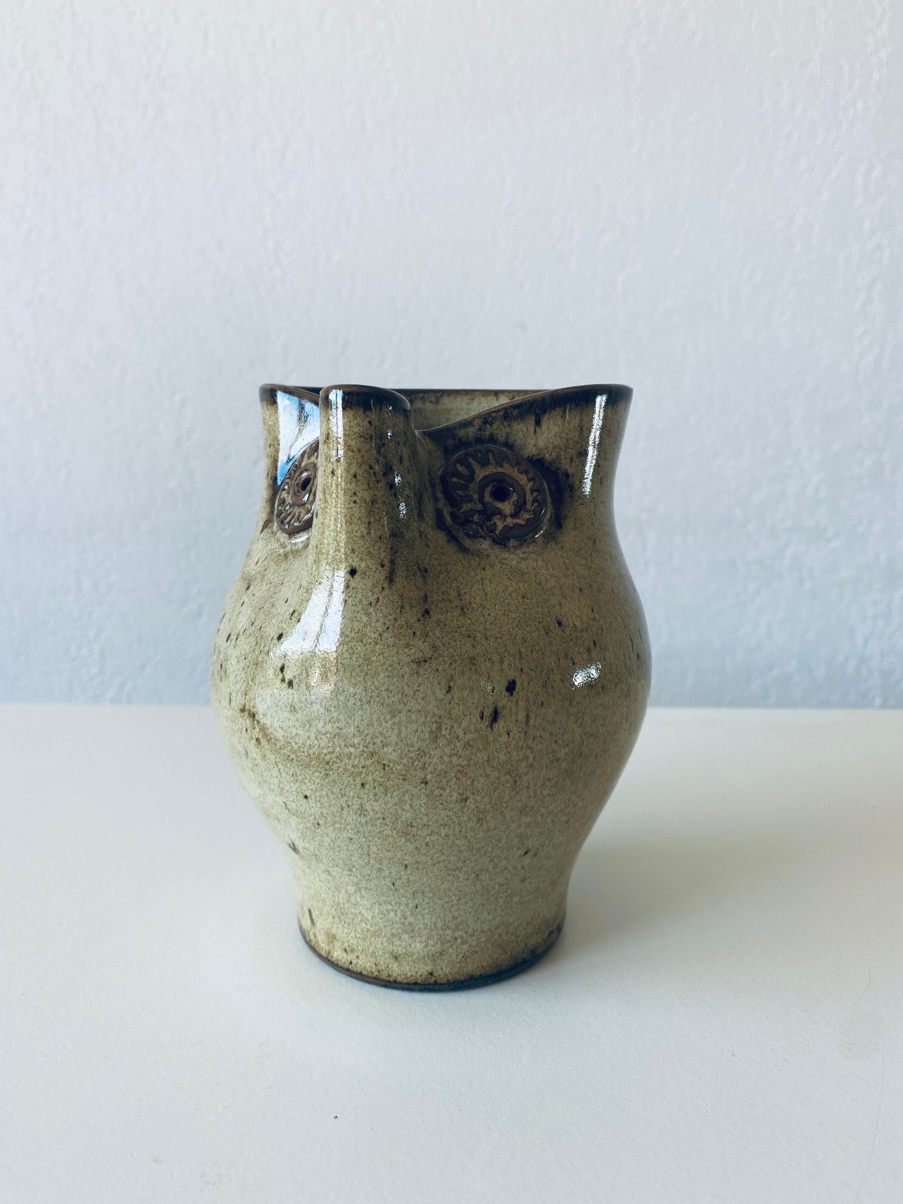 Pichet zoomorphe hibou en grès vintage
