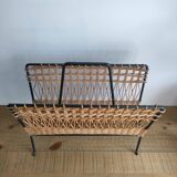 Iron and Rattan Magazine Rack - 1960s - Vintage