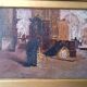 Oil on panel - early 20th century - interior of a church