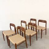 Danish design icon – Set of 6 model 75 chairs by Niels Otto Moller