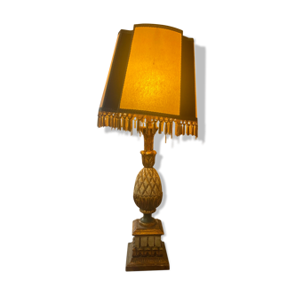 Lampe ananas en bois doré