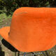 Fauteuil vintage orange et pied chromé