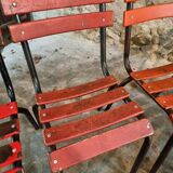 Set of 8 vintage French bistro chairs – industrial metal Tolix style