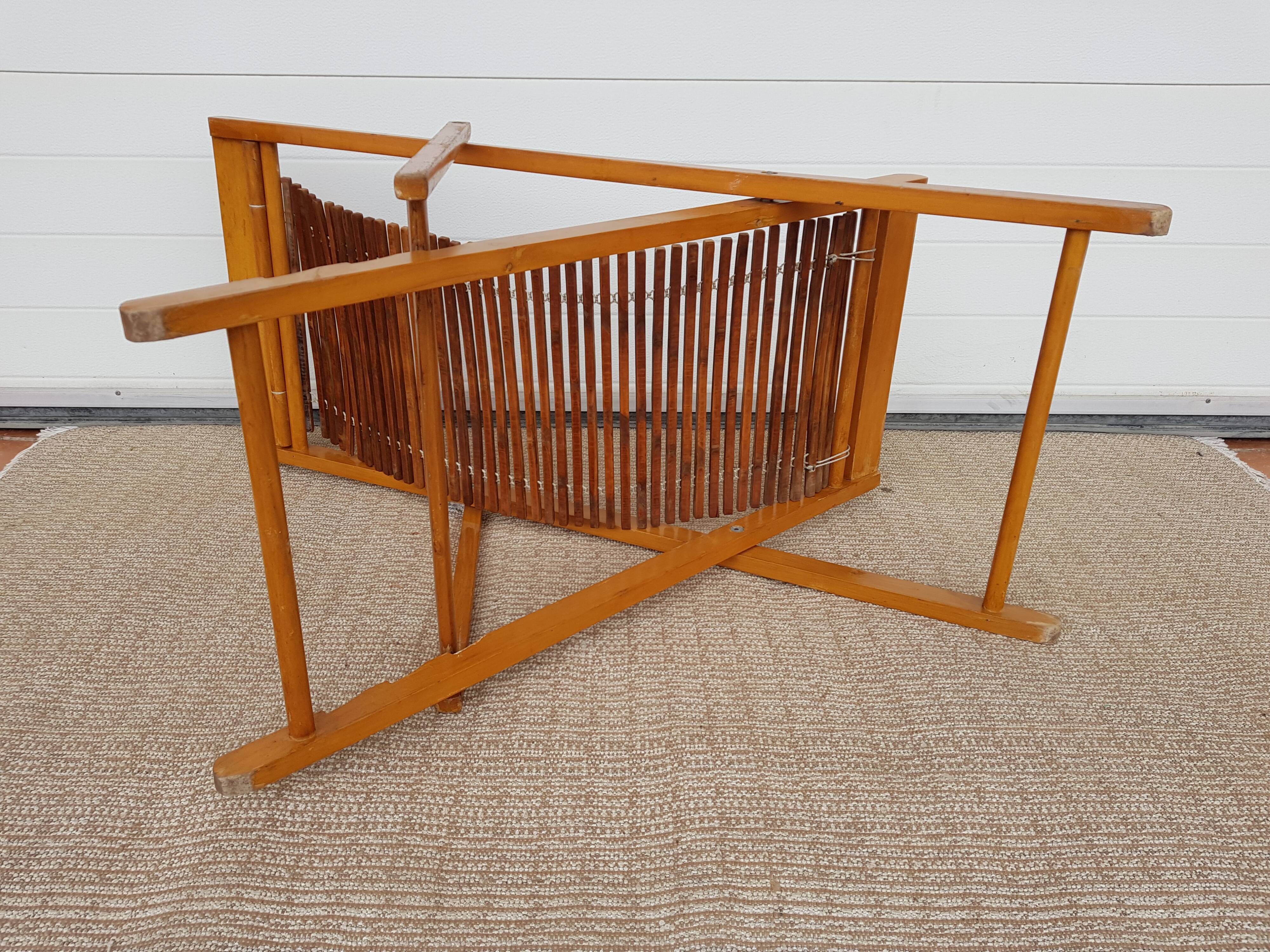 60s slatted sunbed lounger in 60s slats