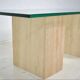 Italian travertine and glass coffe table 1970s Vintage