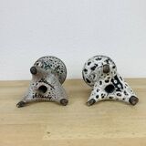 Pair of ceramic candlesticks by Marius Bessone in Vallauris