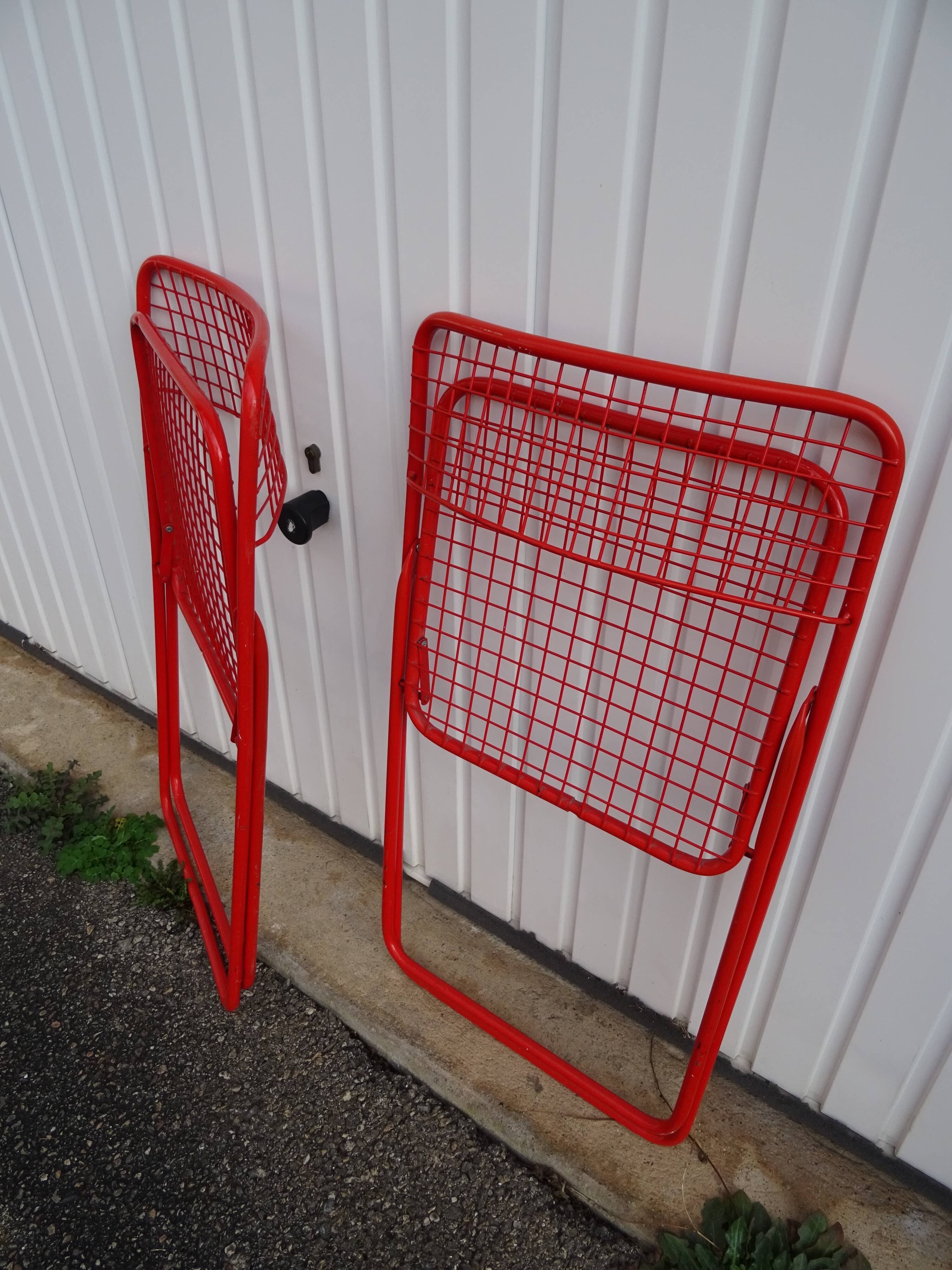 Pair of folding chairs Ted Net N. Gamelgaard 80s Ikéa