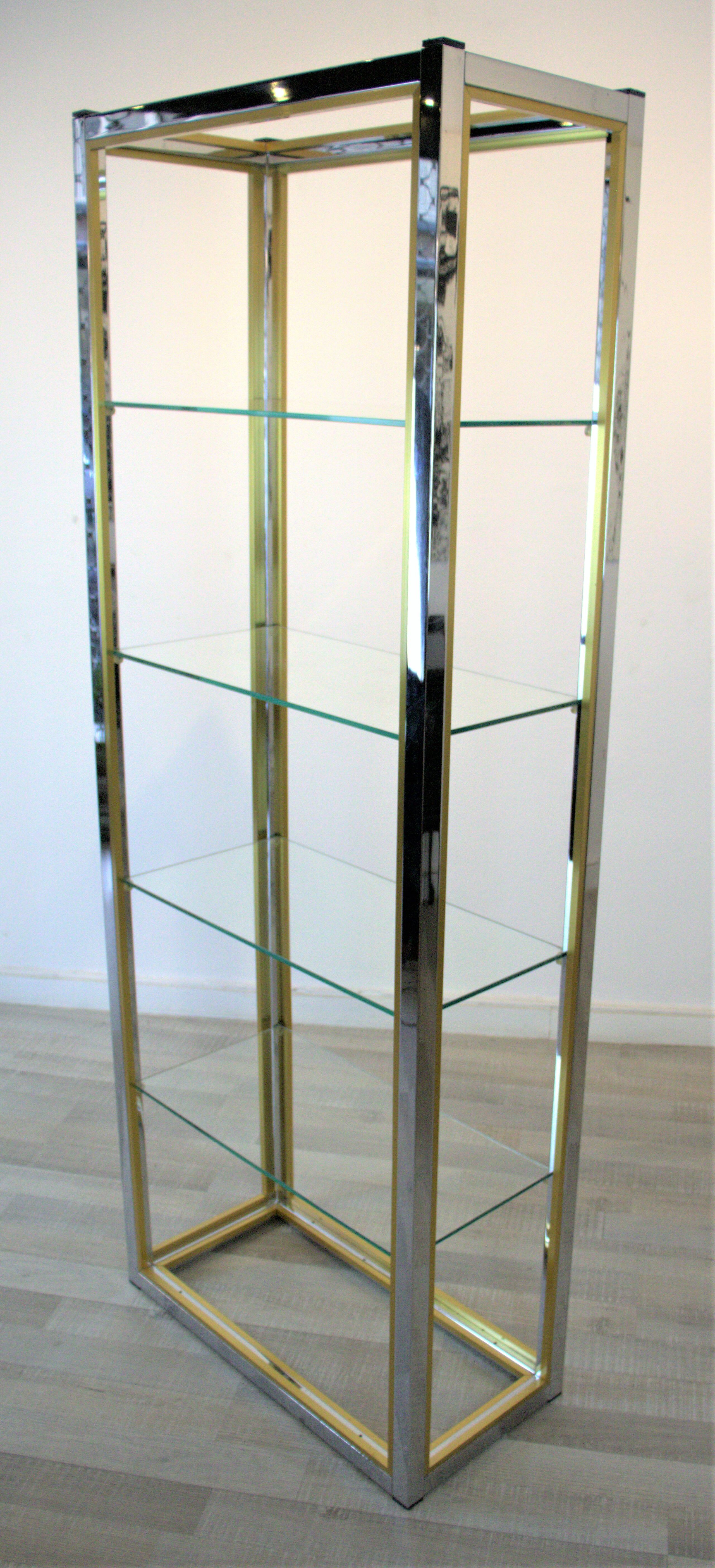 Brass Chrome Design Shelf by Renato Zevi for Romeo Rega