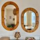 Oval mirror in solid pine vintage 70