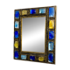 Italian mid-century mirror by Creaciones Gobesso, blue & yellow Murano rock crystals, circa 1960s