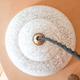 White opaline glass Clichy lamp, vintage pendant light