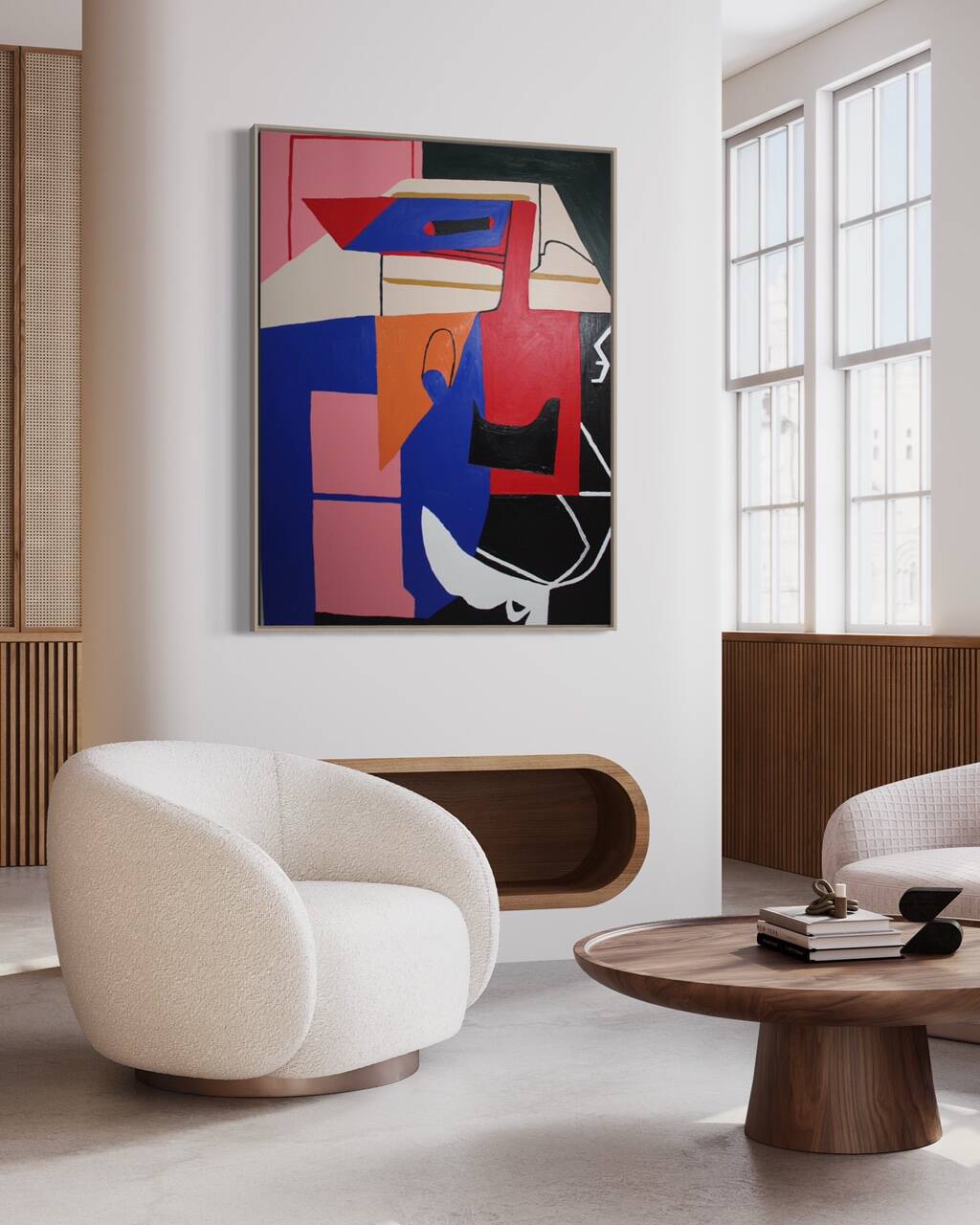 Peinture abstraite bleu cobalt géométrique par Bodasca