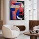 Peinture abstraite bleu cobalt géométrique par Bodasca