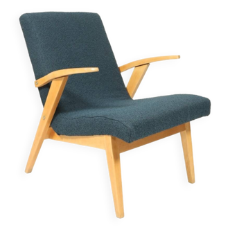 Scandinavian vintage armchair blue marin bouclé mid century modern design