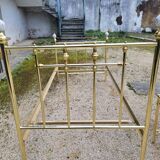 Vintage single bed and nightstand in gilded brass