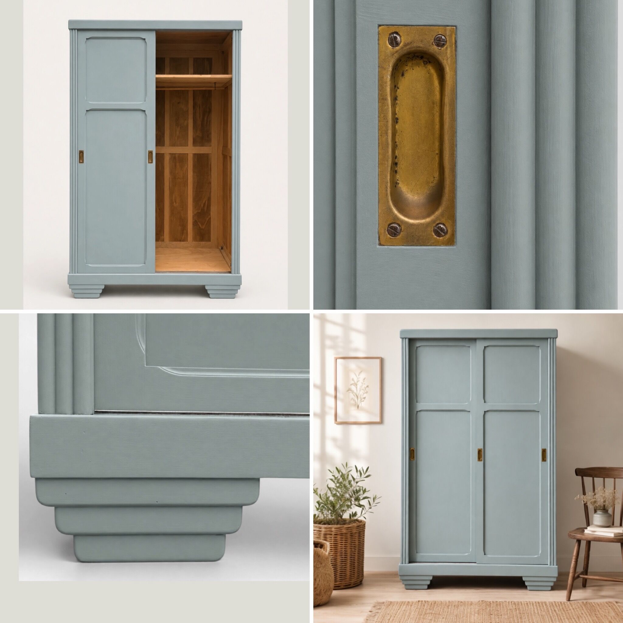 Parisian Art Deco wardrobe with sliding doors.