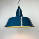 Industrial blue enamel factory pendant lamp, 1960s