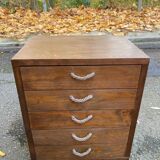 Scandinavian 5-drawer chest in solid pine with rope
