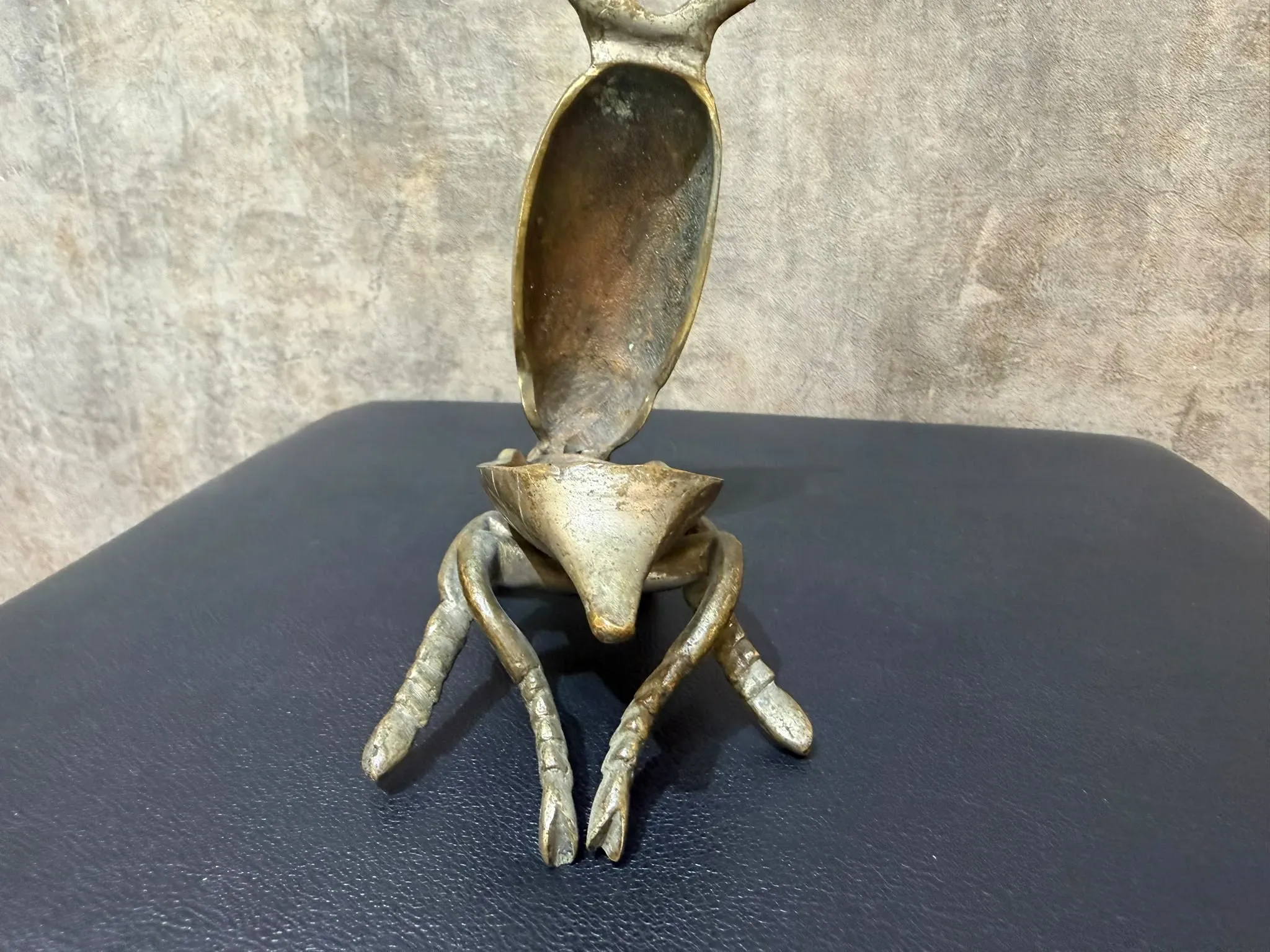Brass Beetle Ashtray, Hinged Insect Figurine with Lift Up Wing Case