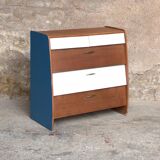 Furniture shoes, teak revamps white blue