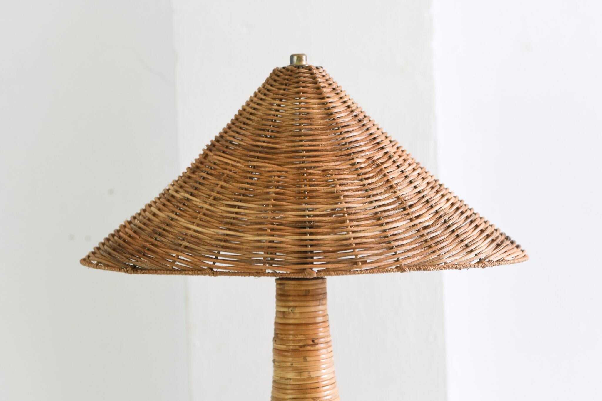 Shroom 002 Rattan Table Lamp, Wicker Shade, Mushroom Shaped Bedroom, Living Room Lighting