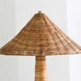 Shroom 002 Rattan Table Lamp, Wicker Shade, Mushroom Shaped Bedroom, Living Room Lighting