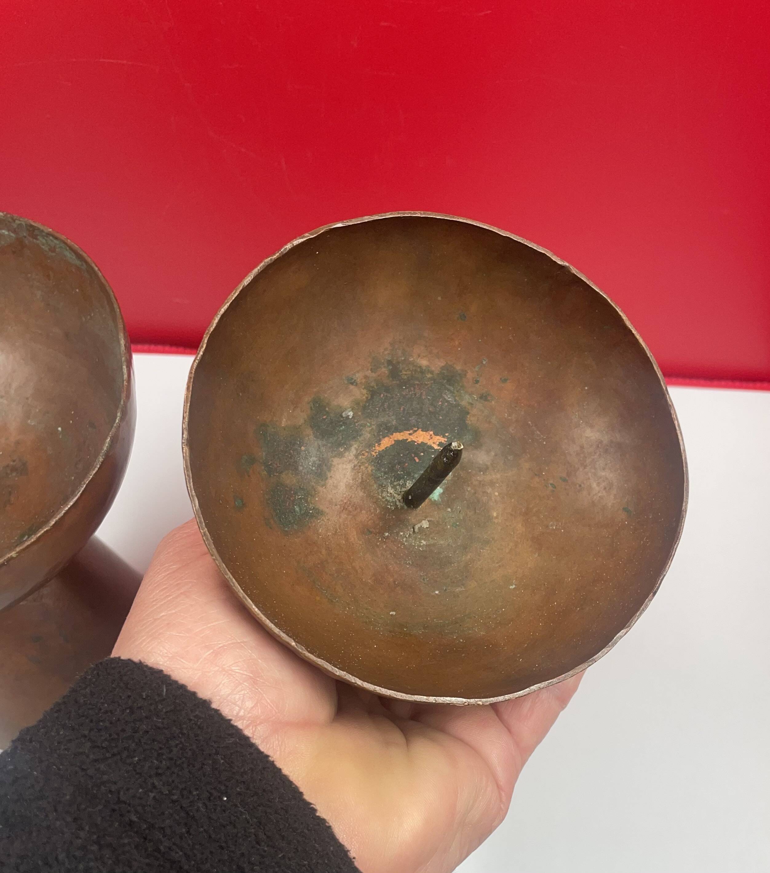 Candle holder x 2 brutalist copper candle pick (metalwork style)