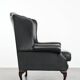Black cowhide leather Chesterfield wingback chair in English style