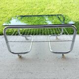 70s chrome and glass tubular frame coffee table