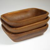 Set of three teak cups 15 x 10 cm