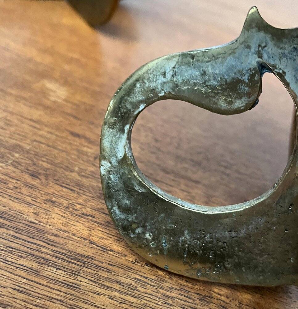 Vintage brutalist metal candle holders, 1970s, set of 2