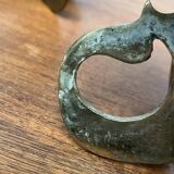 Vintage brutalist metal candle holders, 1970s, set of 2