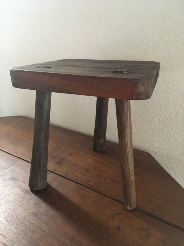 Massive wooden tripod stool