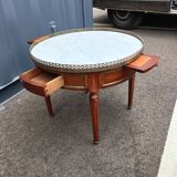 Table basse bouillotte ancienne plateau marbre style louis xvi