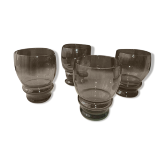Set of 4 table glasses in smoked color blown glass