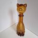 Vintage Empoli Amber Glass Cat Shaped Bottle