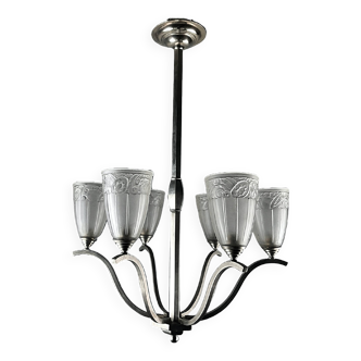 Art Deco chandelier attributed to PETITOT / Des HANOTS