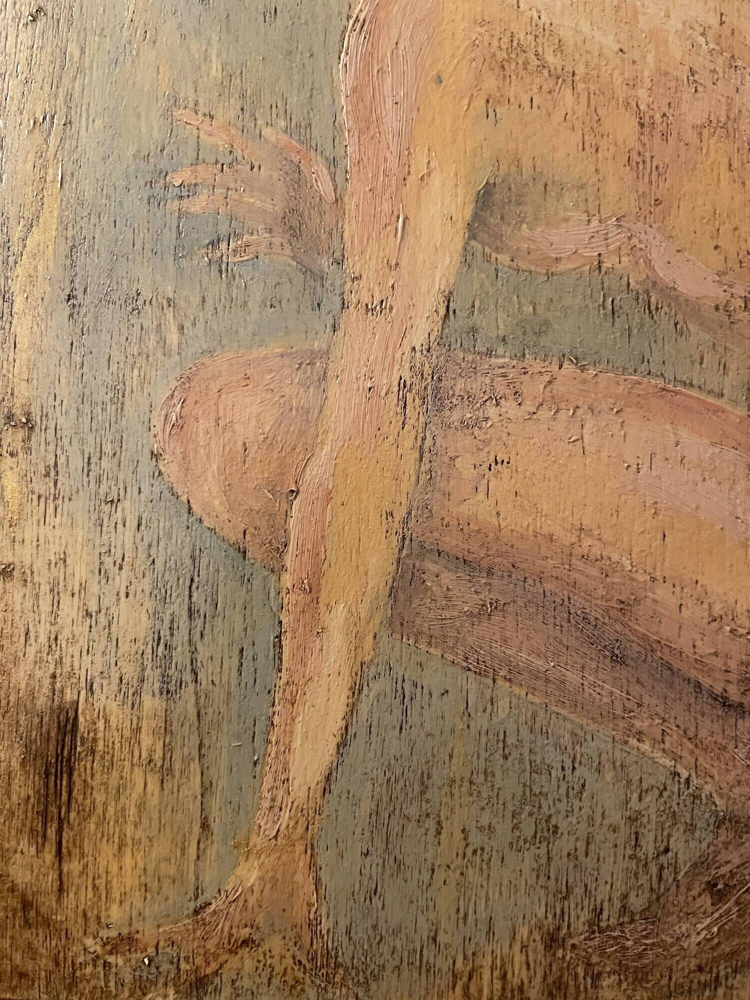 Painting signed oil on wood female portrait “belle époque”
