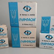 Service of 36 stemmed glasses complete, VMC Crystal, Reims, 1960s.
