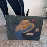 Tableau huile. Nature morte au chapeau