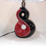 Red and black ceramic bedside lamp 8 Vallauris 50s 1950 vintage