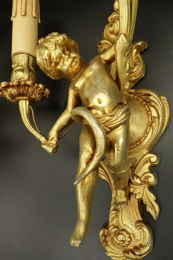 Great pair of wall light  the Cherubim, of Louis XV style