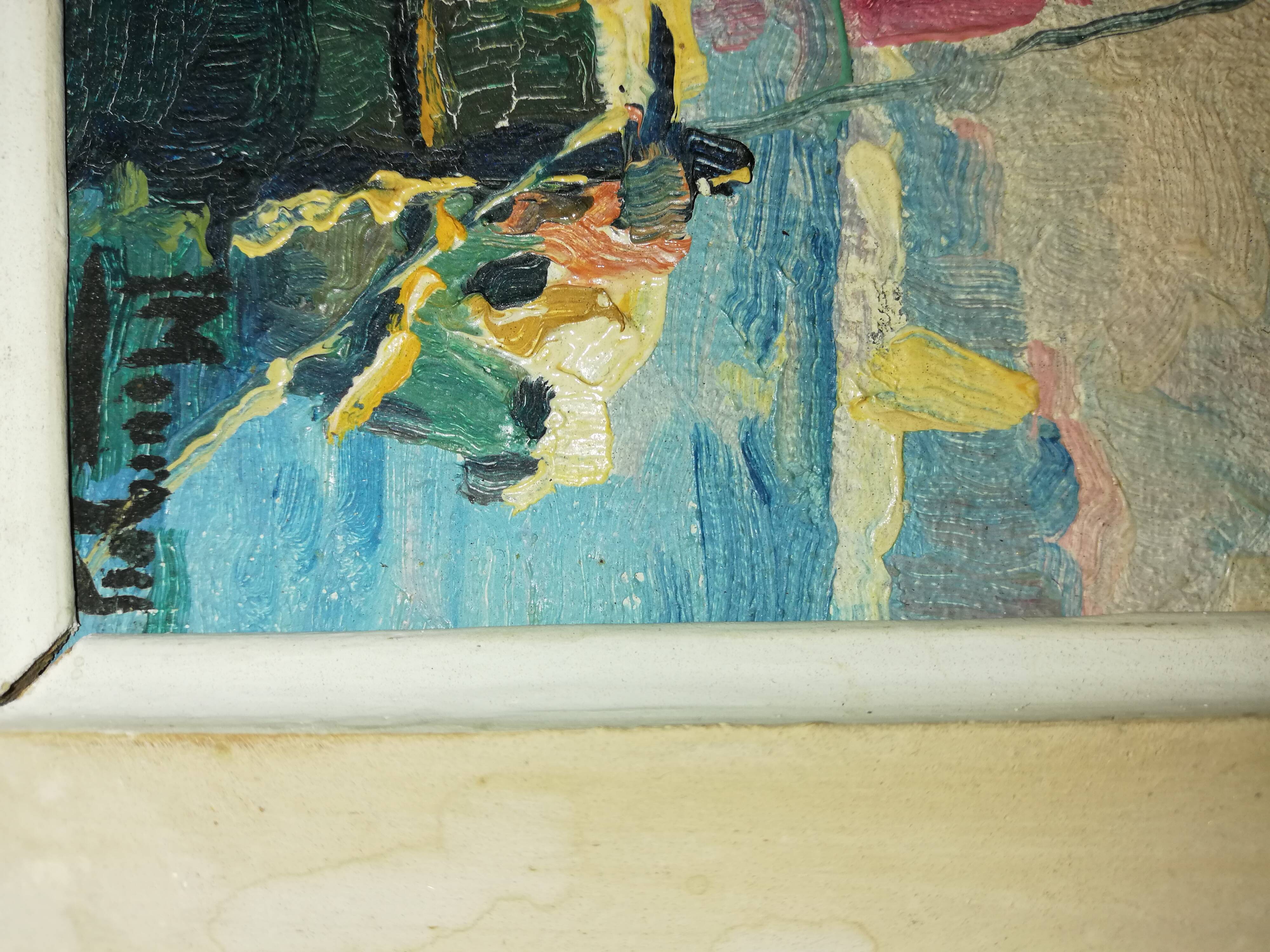 Oil on cardboard showing St Tropez