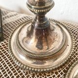 Pair of silver-plated metal candlesticks