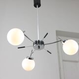 Mid-Century Italian Chrome and Opaline Chandelier