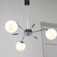 Lustre Mid-Century en Chrome et Opaline, Italie