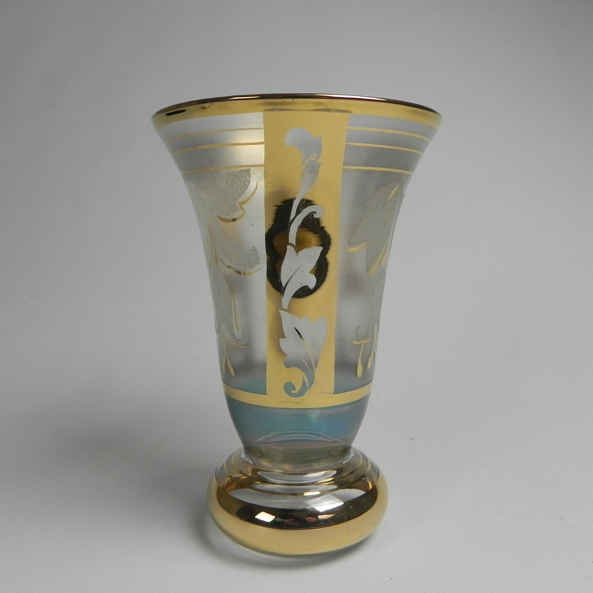 Glass vase with gold decorations, Belgium, 1930s