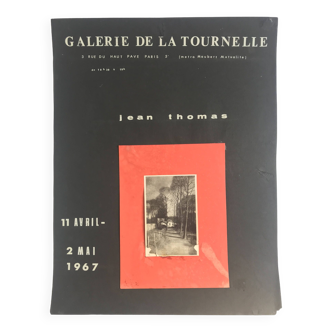 Jean THOMAS, Galerie de la Tournelle, 1967.  Maquette originale d'affiche d'exposition