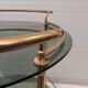 Table d'appoint / barcart / serveuse milieu de siècle, laiton doré et verre fumé, années 70 - Italie.