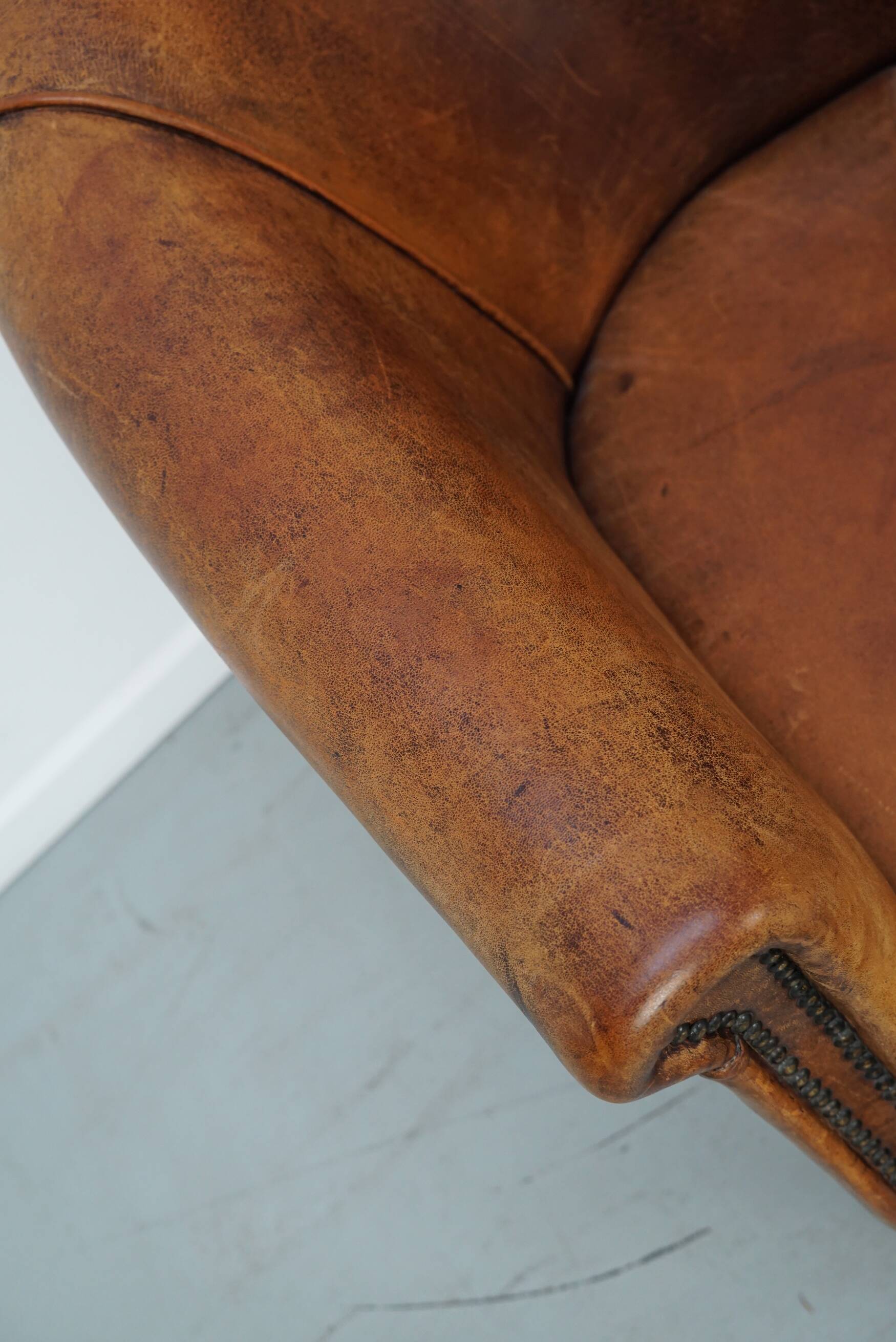 Vintage Dutch Club Chair in Cognac Leather